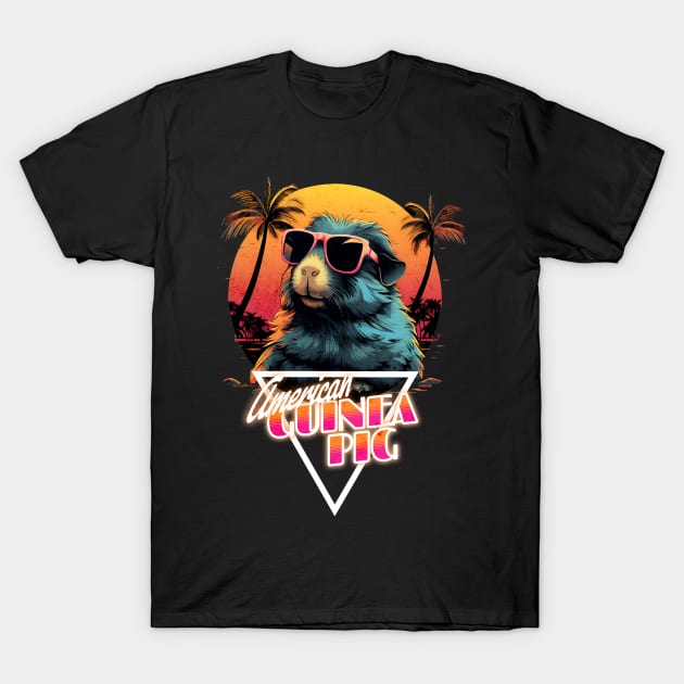 Retro Wave American Guinea Pig Vibes T-Shirt by Miami Neon Designs